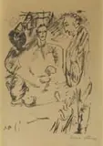 Irma Stern, From the Visions Portfolio (Three Figures and a Child), 1920, stone lithograph on paper