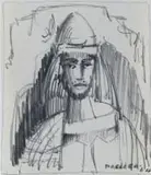 Head I by Alexis Preller, pencil on paper, sold Apr 2022