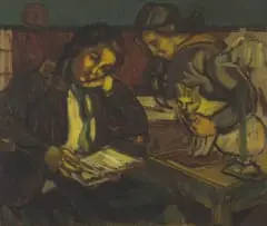 Moses Kottler, Two Girls Reading by Lamplight, 1917, oil on canvas