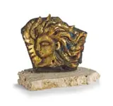 Dombeya Stone with Head by Alexis Preller, stone, plaster, gold leaf and oil, sold Apr 2022
