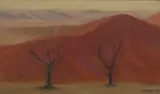 Maud Sumner, Red Dunes with Two Trees, oil on canvas