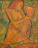 Alexis Preller, Figure with Vase, oil on plaster