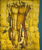 Alexis Preller, Gold Kouros, and artist's dish, two, oil and goldleaf on panel