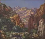 A Verdant Kloof by Hugo Naude, oil on canvas, sold Apr 2022