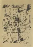 Irma Stern, From the Visions Portfolio (Seated Man), 1920, stone lithograph on paper