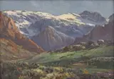 Winter Landscape, Ceres by Hugo Naude, oil on canvasboard, sold Apr 2022
