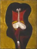 Cecil Skotnes, Head, incised and painted wood panel