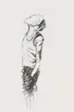 Nelson Makamo, Figure of a Boy Looking Up, pencil on paper
