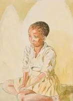 George Pemba, Young Girl, watercolour on paper