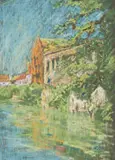 Clément Sénèque, Village on a River (probably L’Isle-Adam on the River Oise)