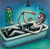 Figure in a Bath by Norman Catherine, airbrush on paper, sold Nov 2021