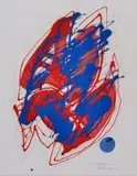 Christo Coetzee, Red/Blue Informel, enamel and pencil on paper