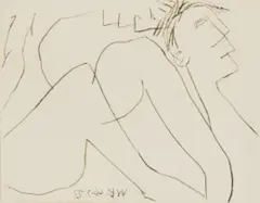 Walter Battiss, Two Figures, drypoint etching