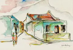 Derric Van Rensburg, Malay Quarter, watercolour on paper