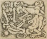 Billy (Joshua) Molokeng, Entwined Figures, mixed media