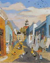 Leng Dixon, Cape Malay Quarter, watercolour on paper