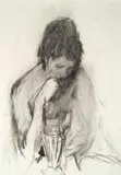 Jean Welz, Portrait of a Seated Figure drinking a Milkshake