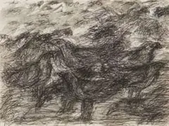 David Koloane, Pigeons, ink on paper