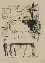Irma Stern, Figure at a Desk, lithograph on paper