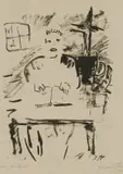 Irma Stern, Figure at a Desk, lithograph on paper