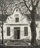 David Botha, Cape Dutch House, linocut on paper