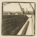 Clément Sénèque, The Graving Dock, Durban Harbour, woodcut