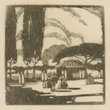 Clément Sénèque, An Old Fashioned Garden, The Old Fort, Durban, woodcut