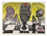 Tshogofatso Nkhumeleng, Hope for Better Days, linocut and watercolour on paper