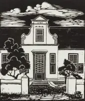 David Botha, Die Oude Pastorie Museum, Paarl, linocut on paper