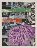 Ben Mphande, The Oasis of Peace, linocut and watercolour on paper