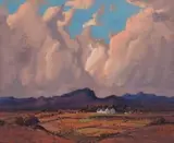 Boland Farm by Jacobus Hendrik Pierneef, oil on canvas, sold Sep 2021
