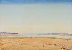 Adolph Jentsch, Extensive Landscape, SWA, oil on canvas, in the artist's chosen frame from Tischlerei Ellmer, Windhoek