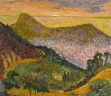 Alice Elahi, Lion's Head from Table Mountain Road, oil on canvas