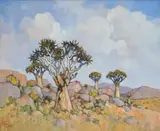 Conrad Theys, Quiver Trees and Summer Clouds, Namaqualand, oil on canvas