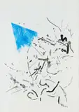 Io Makandal, Composite with Blue, ink and pastel on archival paper