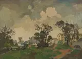Approaching Rain, Mowbray, Cape by Gregoire Boonzaier, oil on canvas, sold Sep 2021