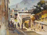 Errol Boyley, Street Scene, Bo-Kaap, Cape Town, oil on board