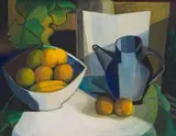 Leonora Everard-Haden, Still Life with Jug and Fruit, oil on board