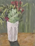 Mia Chaplin, Vase of Flowers, oil on board