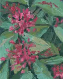 Mia Chaplin, Floral Composition, enamel and oil on canvas laid down on board