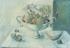 Christo Coetzee, Still Life with Bowl of Fruit, gouache on card