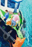 Marianne Podlashuc, Fishermen, acrylic on canvas