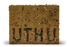 Impi Ukuthula by Willem Boshoff, 2005, plastic toys, sand, soil, stones, wood glue, Masonite, wood, sold Nov 2021