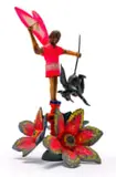 St George with Satan by Mashego Johannes Segogela, oil paint on carved wood with wool, sold Nov 2021