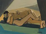 Peter Clarke, Lovers, acrylic and gouache on paper