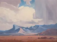 Jacobus Hendrik Pierneef, Rainclouds over the Mountains, Hangklip between Stutterheim and Queenstown, Eastern Cape, oil on board