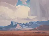 Rainclouds over the Mountains, Hangklip between Stutterheim and Queenstown, Eastern Cape by Jacobus Hendrik Pierneef, oil on board, sold Nov 2021