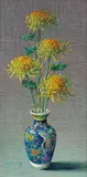 Vladimir Tretchikoff, Chrysanthemums in a Chinese Vase