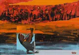 Peter Clarke, Icarus, mixed media with collage on paper