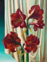 Vladimir Tretchikoff, Red Lilies (Amaryllis), oil on canvas